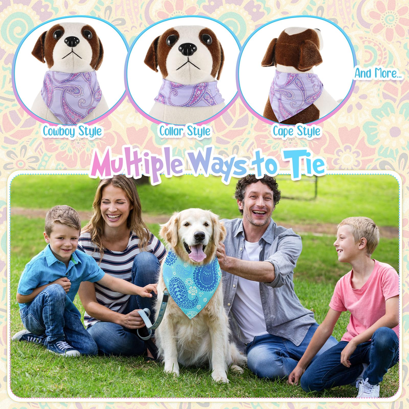 Sanwuta Hundehalstücher mit Paisleymuster, waschbar, verstellbar, für kleine, mittelgroße und große Hunde, Katzen, Kostüm-Zubehör, 100 Stück