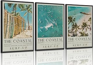Beach Surfing Canvas Wall Art Retro Newspaper Beaches Surfboard Painting Picture Wall Decor Summer Coastal Granddaughter Room Preppy Surf Up Poster Print Artwork for Dorm Bedroom Apartment Home Decor