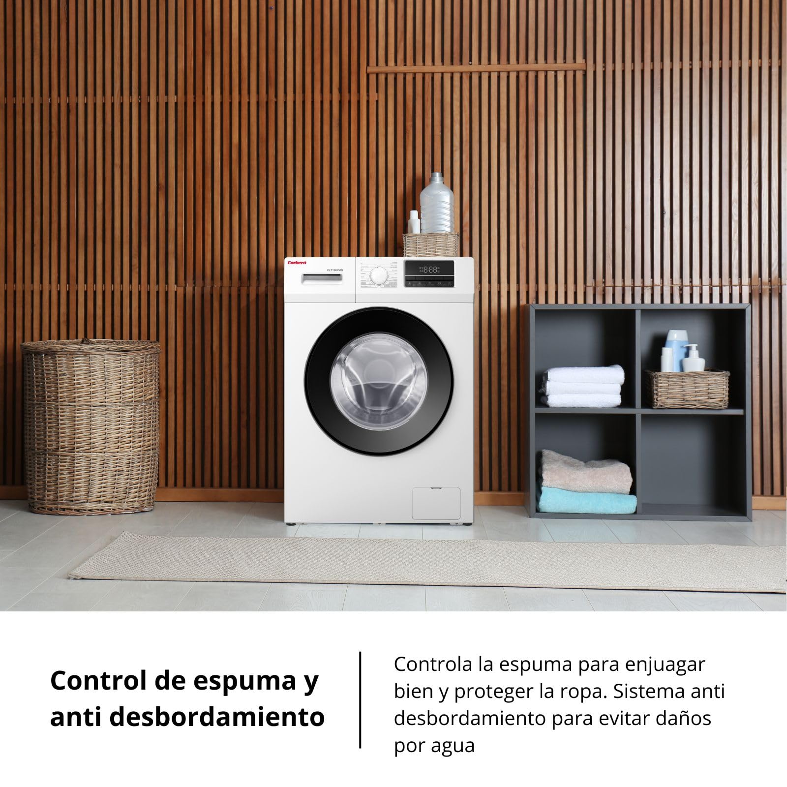 Corbero - Lavadora Carga Frontal Premium10 Kg | CLT1004VIN |1400 Rpm Motor Inverter | 16 Programas con Vapor | Inicio diferido 3-24 Horas | Lavado Rápido | Puerta XXL | E.Energética A | Blanco