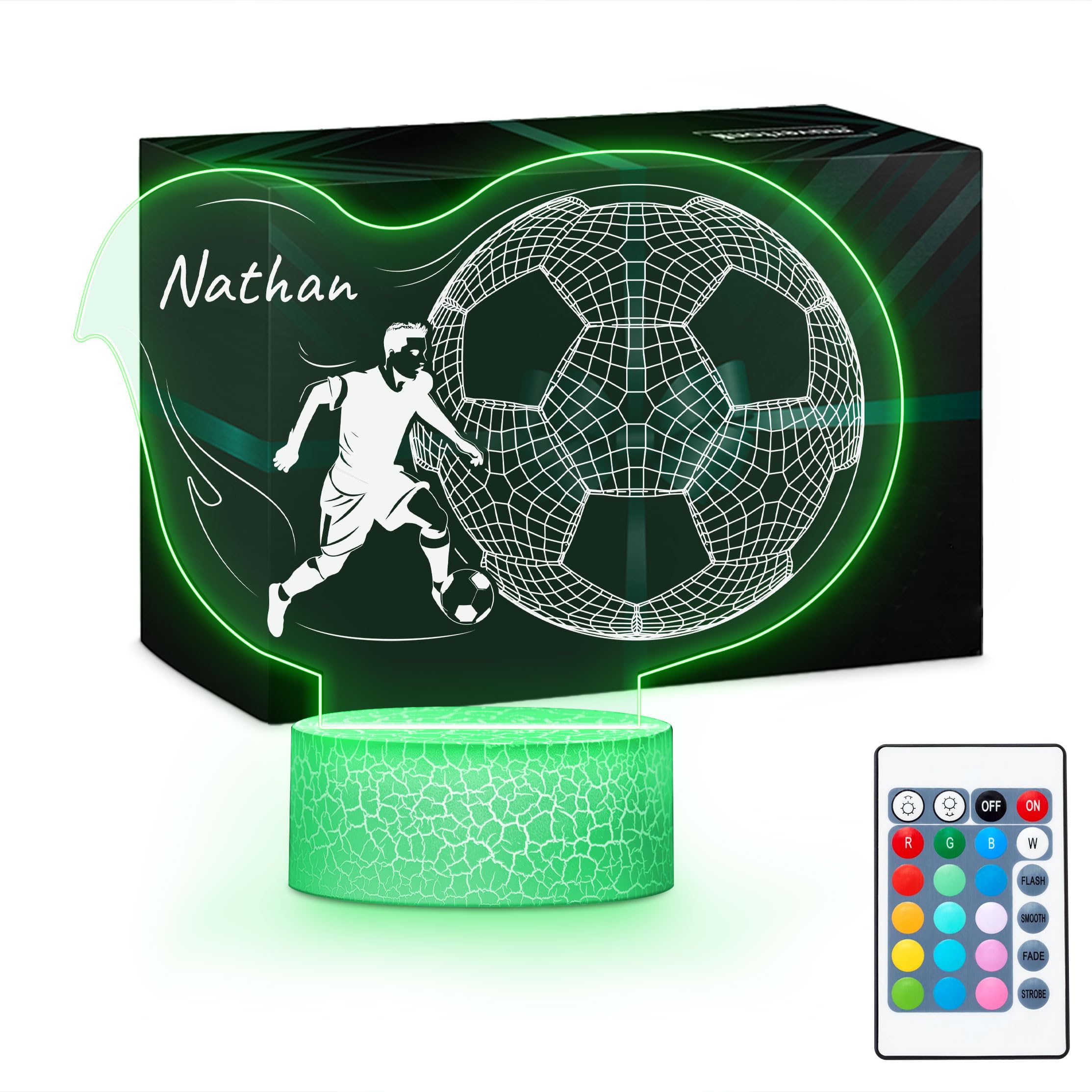 Maverton Personalised 3D Night Lamp - RGB, 16 Colours - Birthday Gift Idea - Football Gifts for Boys - National Football Team Shirt Design - Perfect 8 Year Old Boy Gifts, Ideal Football Gifts