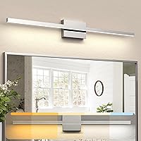 Vista 15 de NIORSUN Lámpara de tocador de baño cromada de 23.6 pulgadas, 14 W, 5 CCT, regulable, accesorios de iluminación LED sobre el espejo, luces de tocador