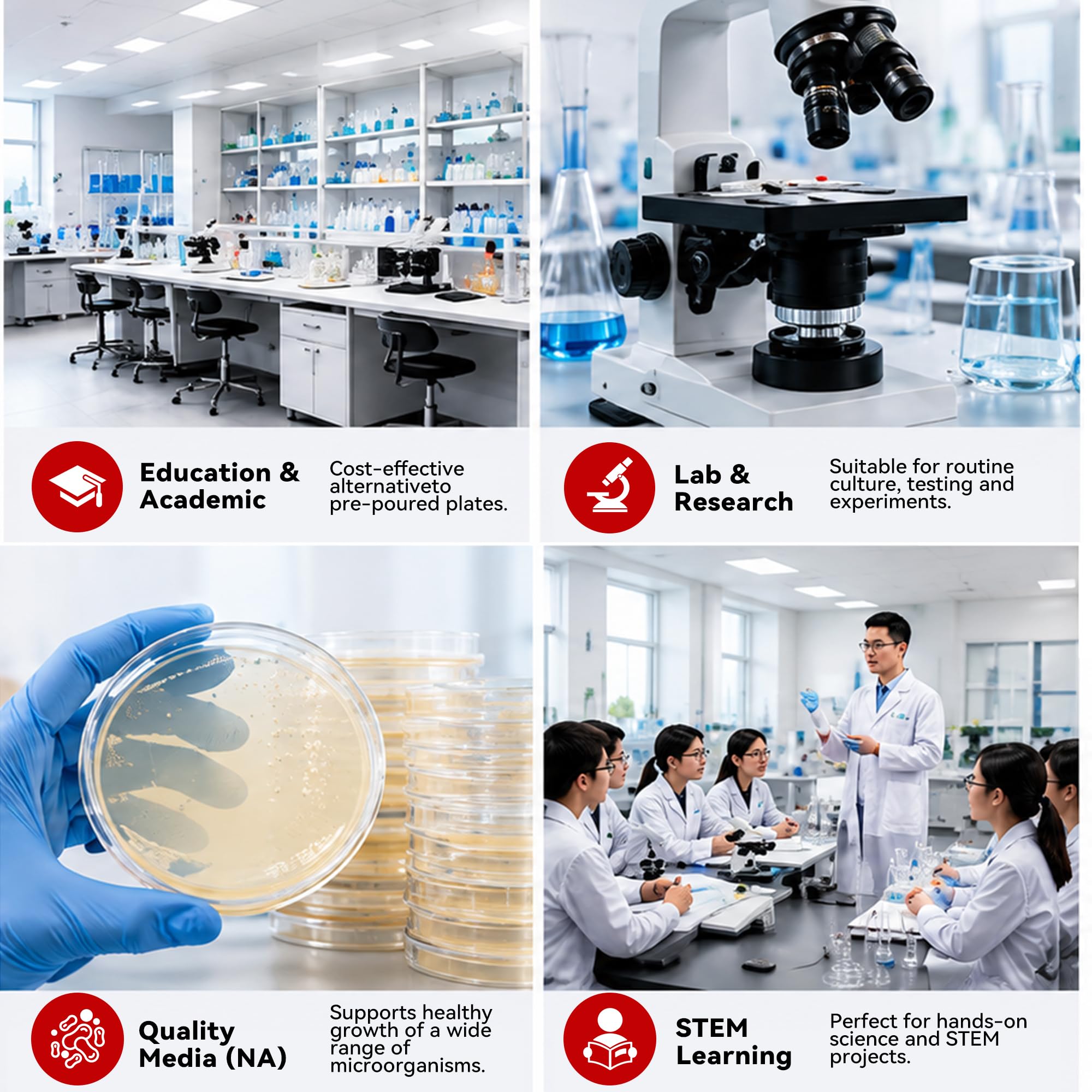 Polvo de agar nutriente 250 g, rendimiento 350-500 platos de Petri | Medio de cultivo de alta calidad para microbiología, proyectos de feria científica y experimentos de laboratorio