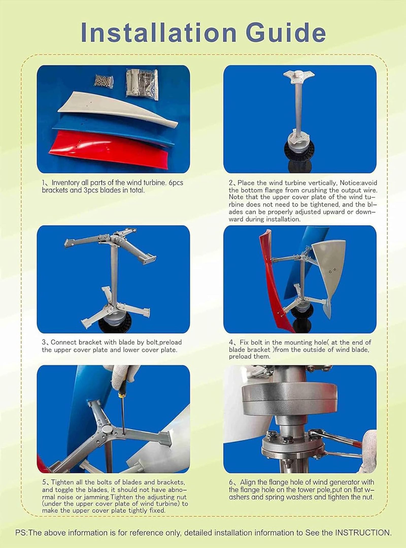Wysokowydajny spiralny pionowy generator wiatru 3000 W - 3-łopatkowa konstrukcja aerodynamiczna z inteligentnym kontrolerem do automatycznej regulacji przed wiatrem. Nadaje się do Batea