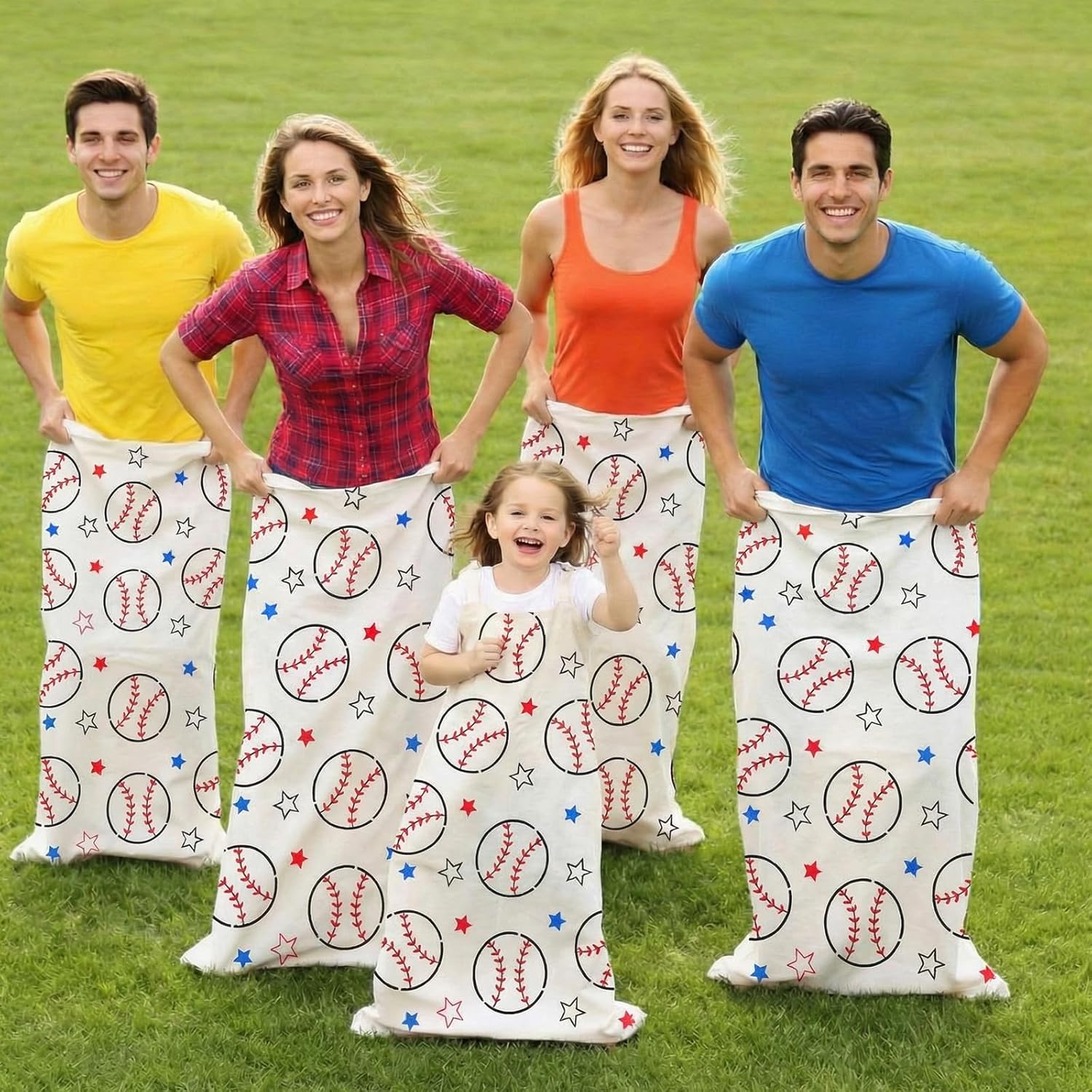 16 Pcs Potato Sack Race Bags Large Baseball Race Bags for Family Outdoor Sport Game Decorations for Adults and Kids Bean Sack Games Set Outside Yard Birthday Party Supplies 40 x 20 Inches