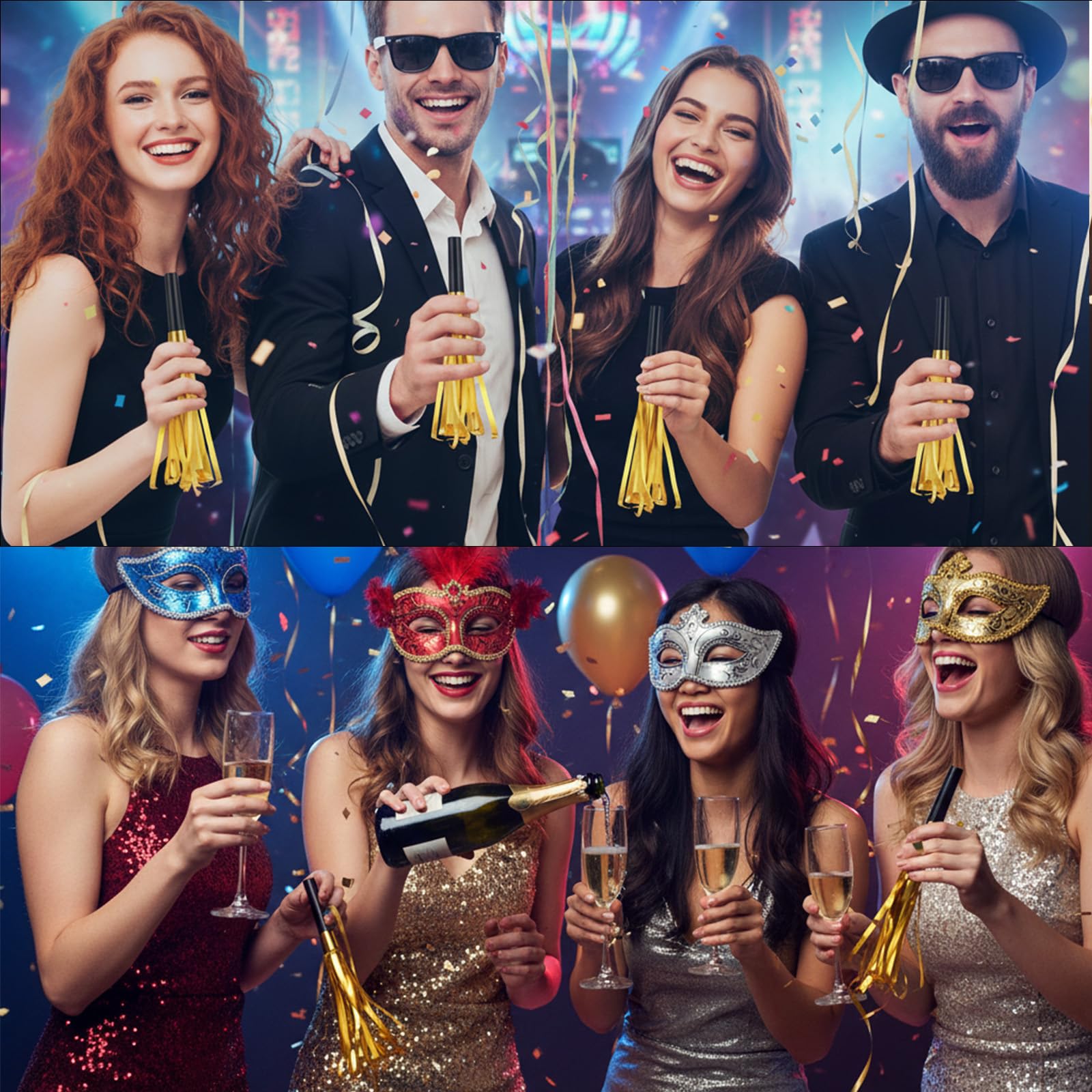 Ymapinc 24 Stück Partytröten Gold Party Krachmacher Tröten Geburtstag Party Tröten für Geburtstag Sportveranstaltungen, Hochzeitsgesellschaft