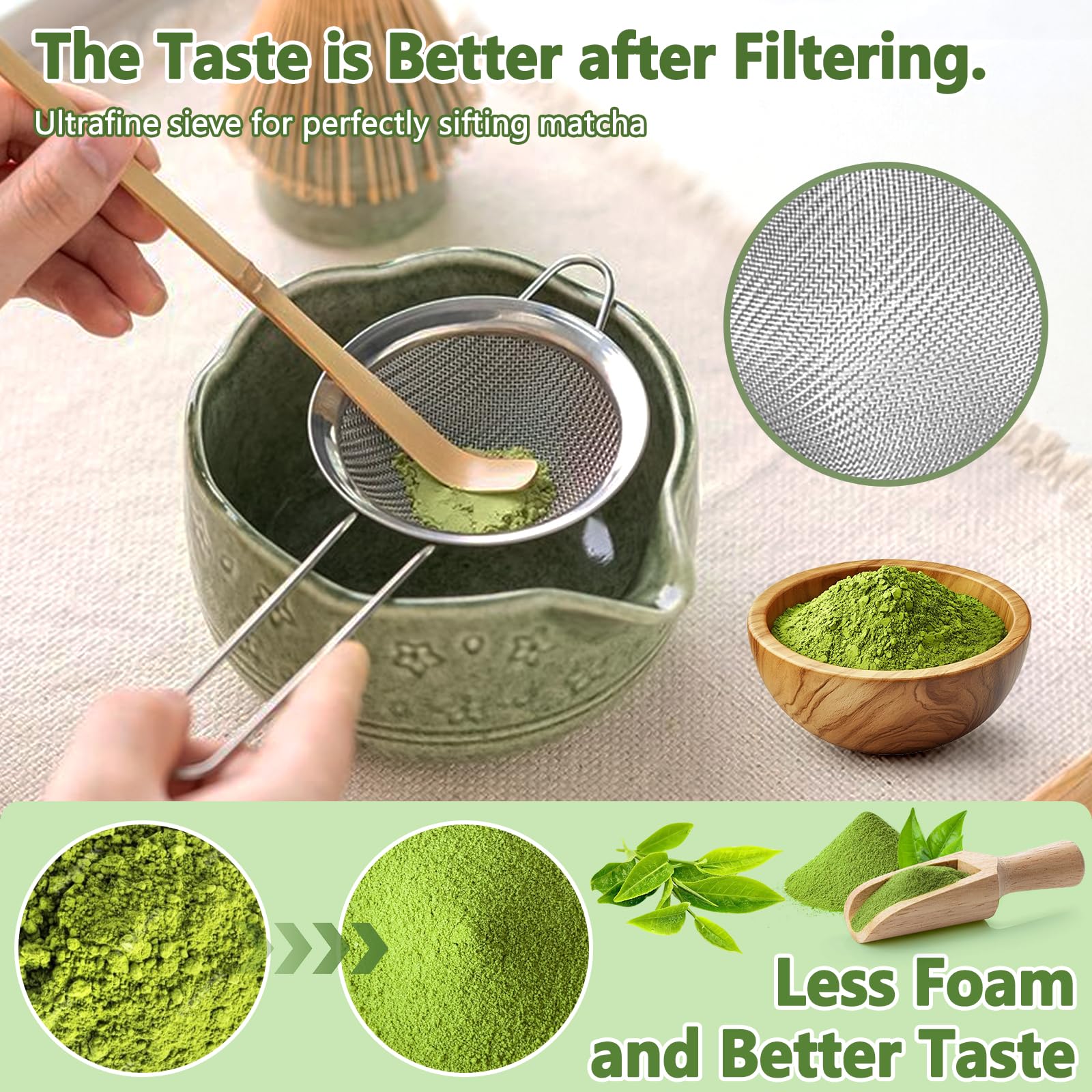 8 Pezzi Matcha Kit, Giapponese Matcha Set, Completo Con Frusta-Matchas in Bambù,Cucchiaio Ciotola E Supporto,Ceramica Macha Tea Kit,Per La Preparazione Del Tè Matchas-Gli Amanti Della Cultura