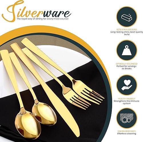 Miniatura 3 de Utopia Kitchen Juego de cubiertos de 48 piezas para 8 personas, juego de cubiertos con cuchillos para carne, juegos de utensilios de acero