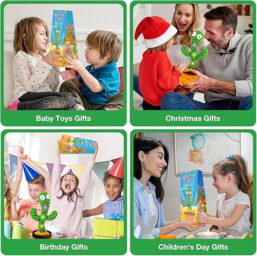 Miniatura 7 de Ayeboovi Juguetes de cactus bailarín que hablan, juguete interactivo que repite lo que dices, volumen ajustable con 120 canciones, relleno de