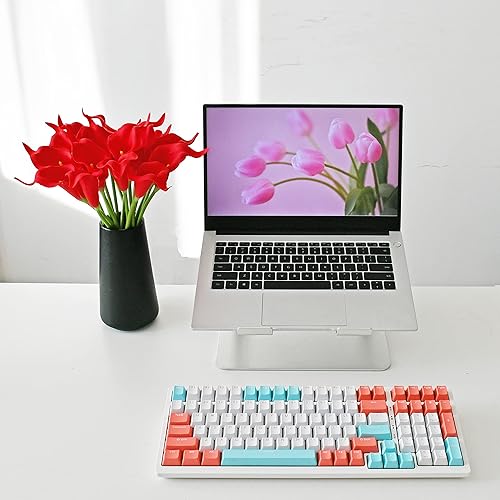 Miniatura 8 de Mandy's 20 flores rojas artificiales de seda de lirio de cala de 13.4 pulgadas para el día de la madre, hogar, cocina y boda