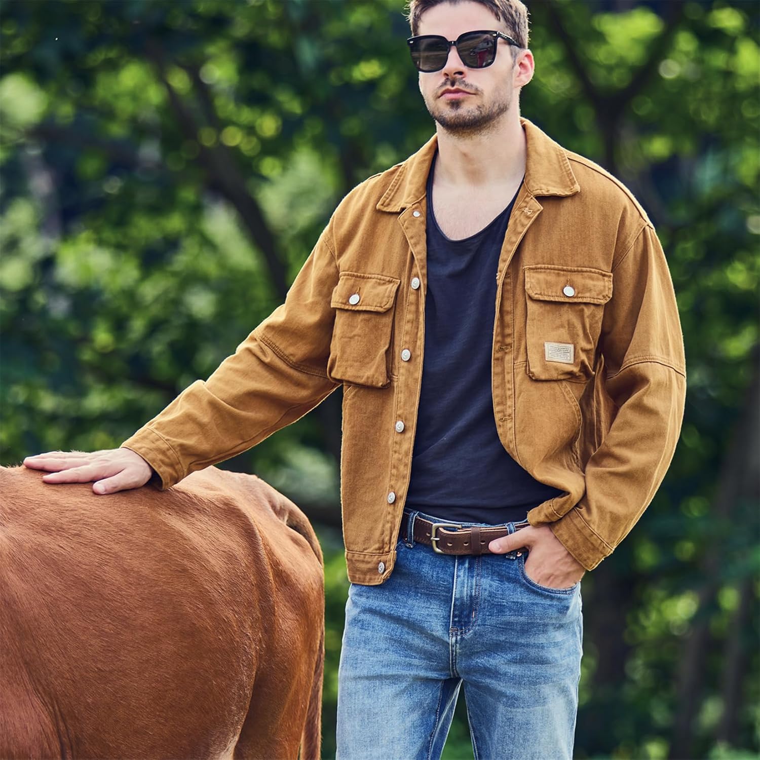 Men's Full Grain Leather Belt for Everyday Casual Jeans, 1.5" Handmade Men Leather Belts with Gift Box - Image 5