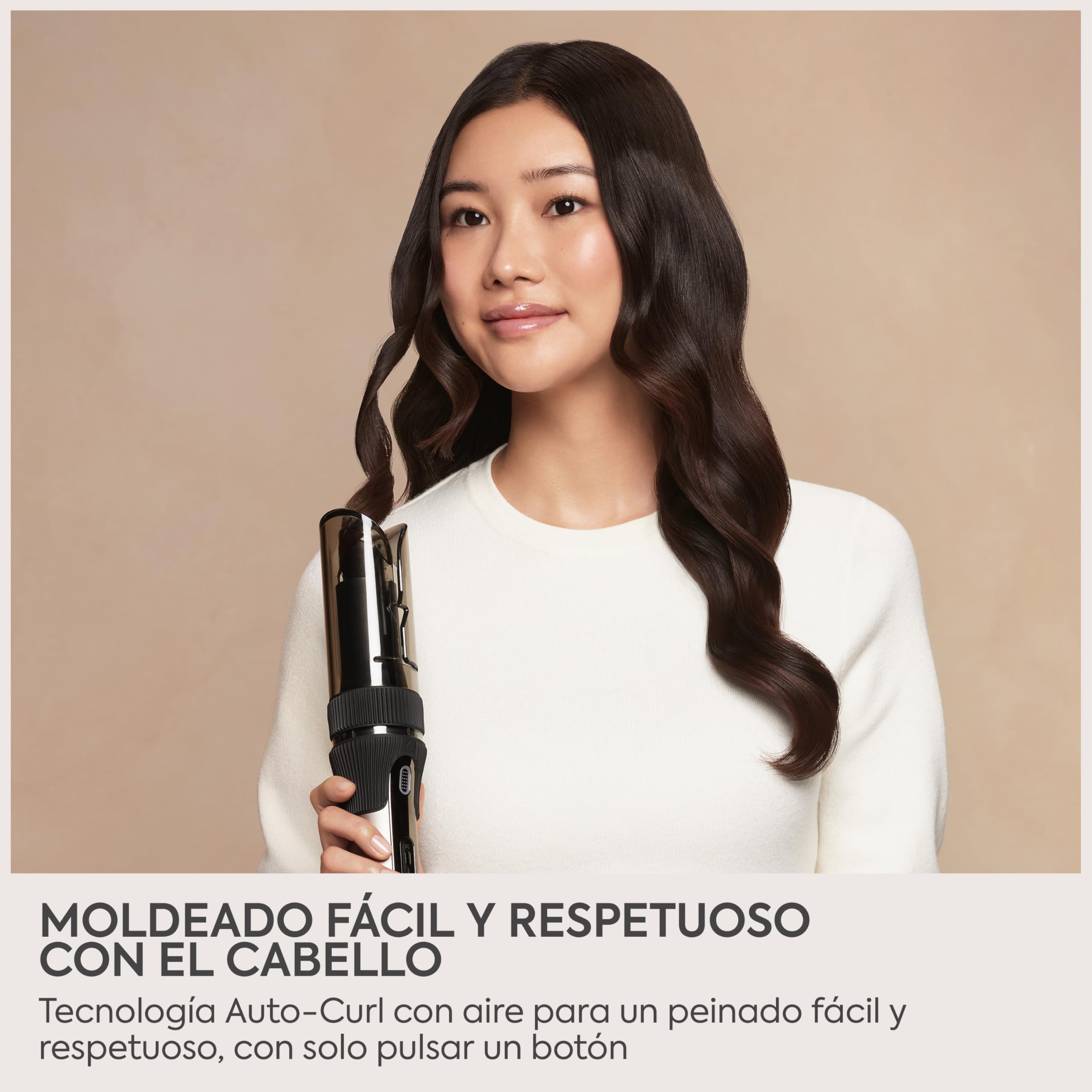 BaByliss Style Secret Air Moldeador Automático – Tenacilla 25 mm, Opción calor o aire, 48 opciones de peinados (rizos, ondas o movimiento), Cabello corto y largo, Rizador fácil de usar, C6686E