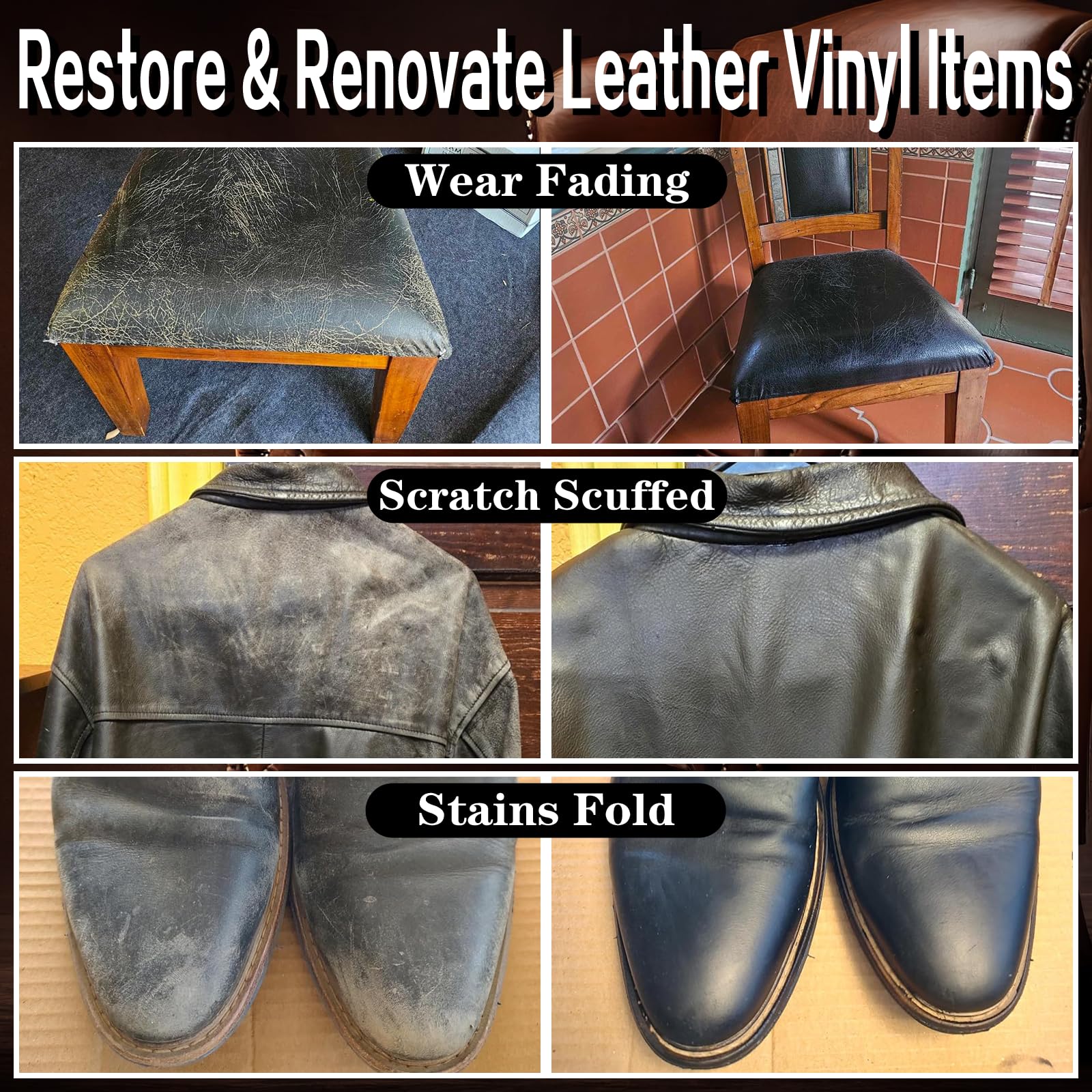 Kit de reparación de tinte de cuero negro para muebles, pintura de vinilo, asientos de coche, sofá, bolso, acondicionador, bálsamo de recoloración de cuero, cinturón reclinable, restaurador