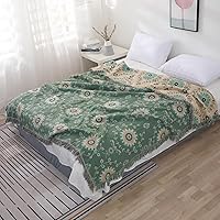Vista 3 de Cobija para cama de estilo bohemio, 100 % algodón, ultra suave, edredón rústico, cobija de otoño, estampado floral, decoración de granja, cobija