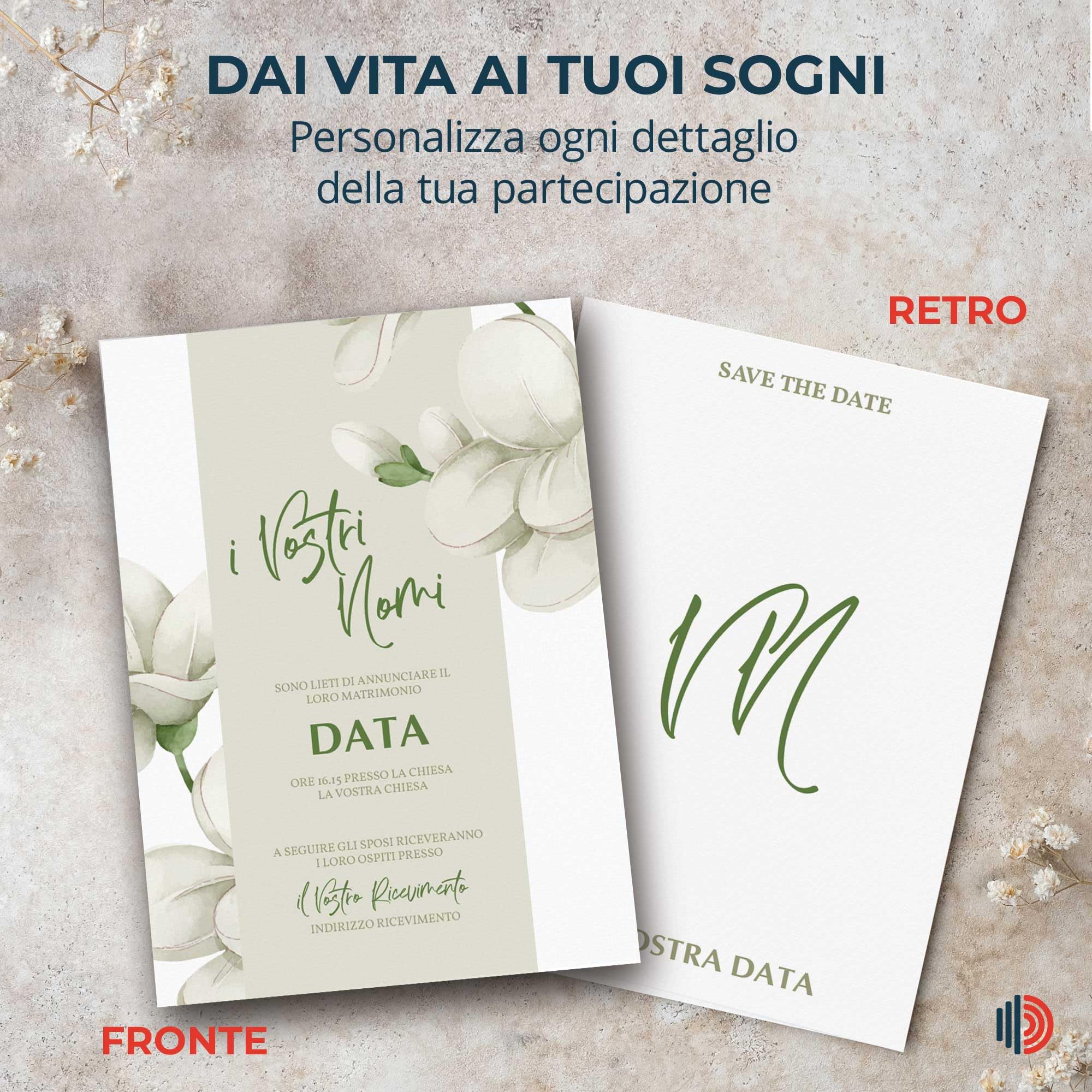 Partecipazioni Matrimonio Personalizzate 8pz Stampa inclusa - Inviti Matrimonio Personalizzabili in Carta Martellata Alta Qualità 200gr - 16x11,5cm - Essential WI-3 EchoPrint