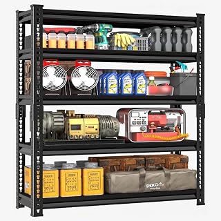5-Tier Metal Storage Shelves Heavy Duty, 2500LBS Loads Adjustable Garage Shelves, Shelving Units and Storage Racks, Industrial Utility Shelf, 120cm x 45cm x 198cm, Black