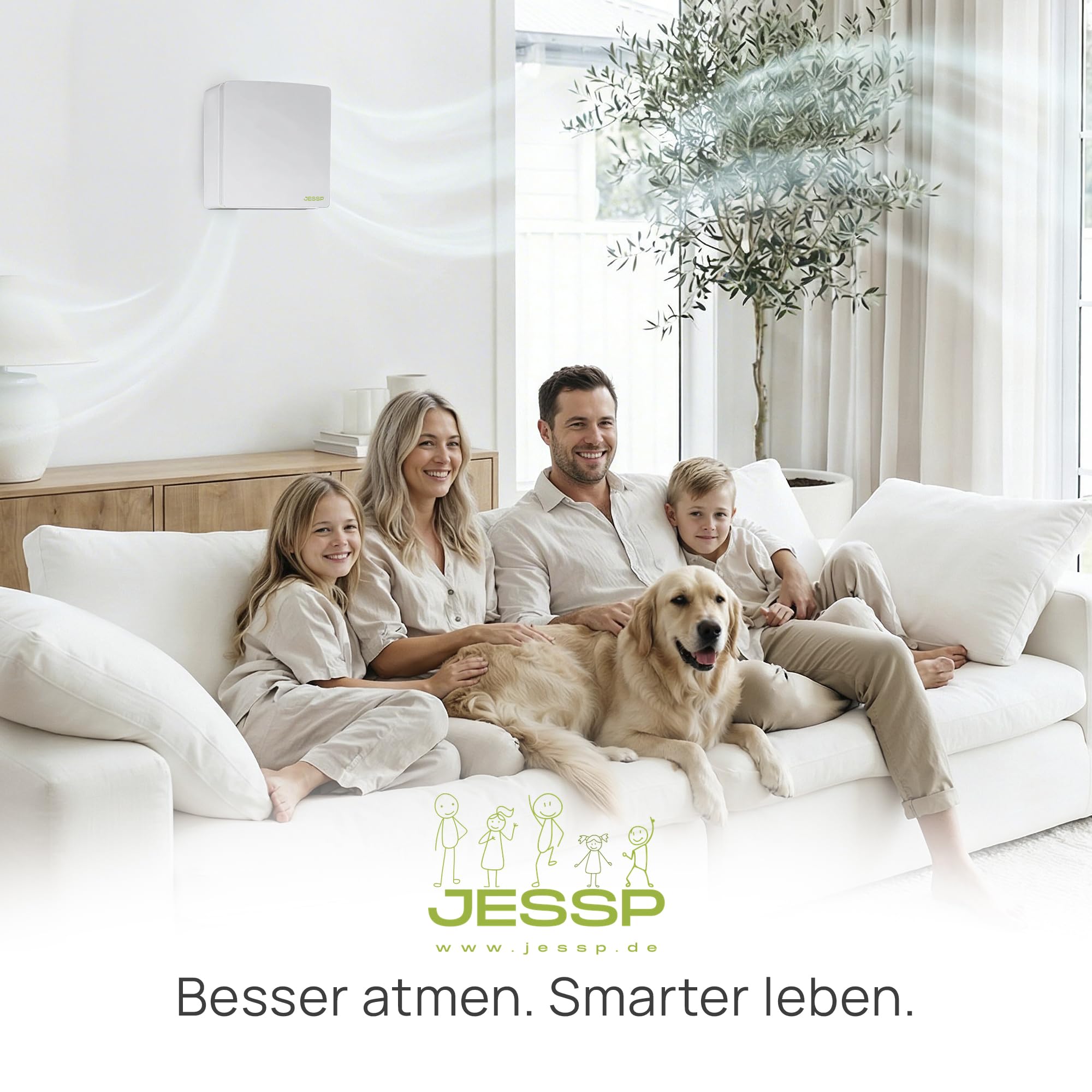 Eco Smart DZ - Sistema de ventilación, control de humedad, 97% recuperación de calor, F7 filtro, 160 mm diámetro, 60 m³/h, silencioso, 11,2 dB