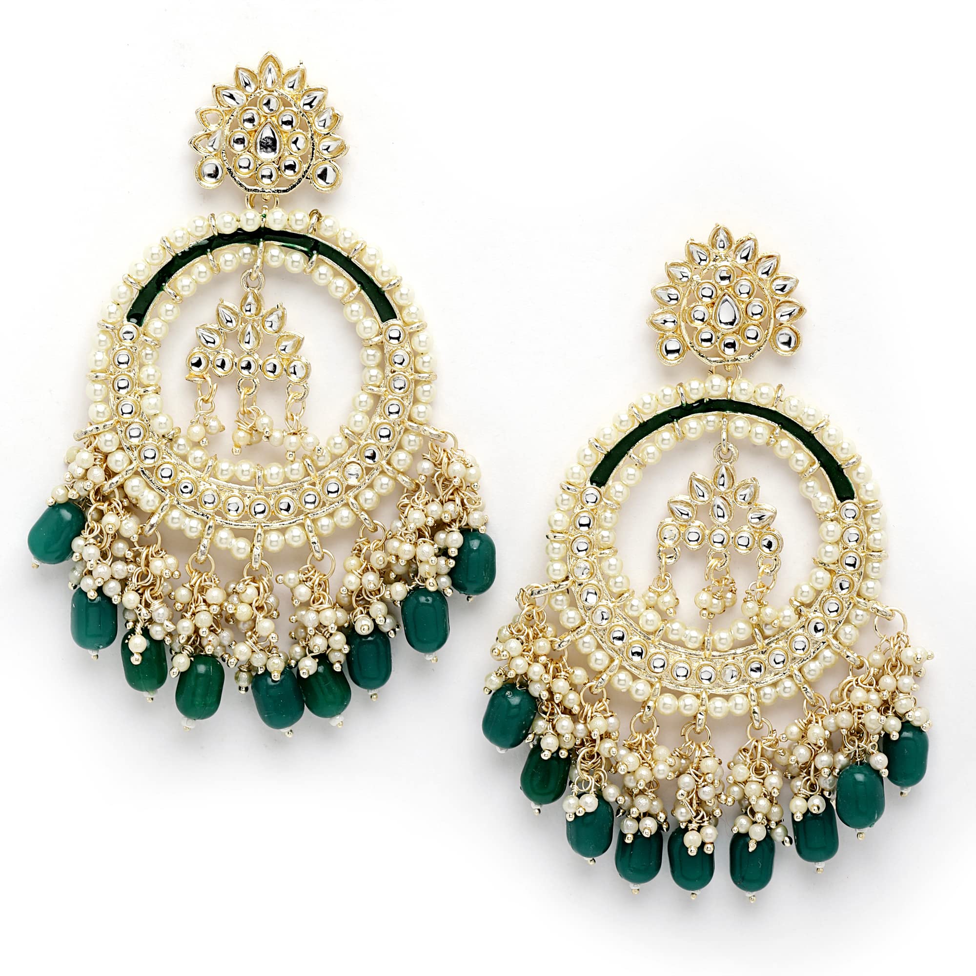 Shining Diva Fashion Latest Stylish Traditional Kundan Chandbali Earrings for Women and Girls