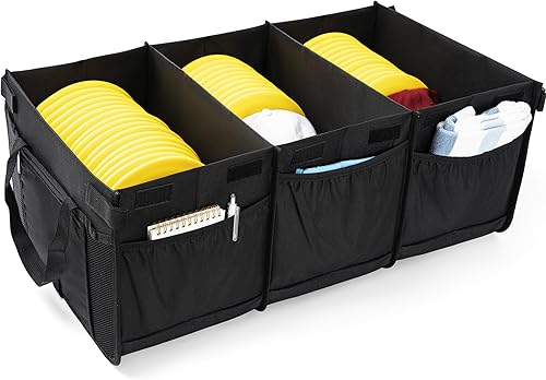 Miniatura 1 de Bolsa de almacenamiento de disco de golf duradera de gran capacidad con divisores y múltiples bolsillos laterales, color negro