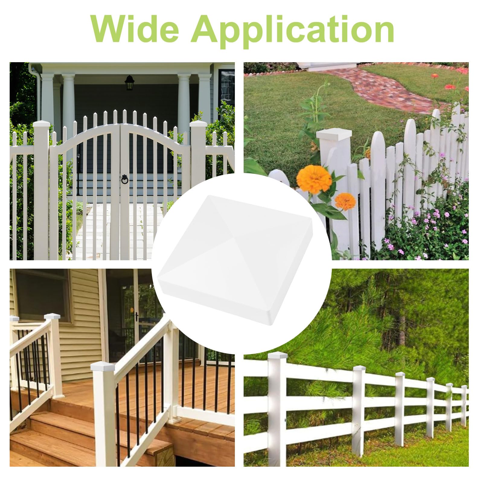 Tapones de PVC para postes de 5 x 5 pulgadas, 6 tapas de valla blancas impermeables y resistentes a los rayos UV para protección de postes de madera