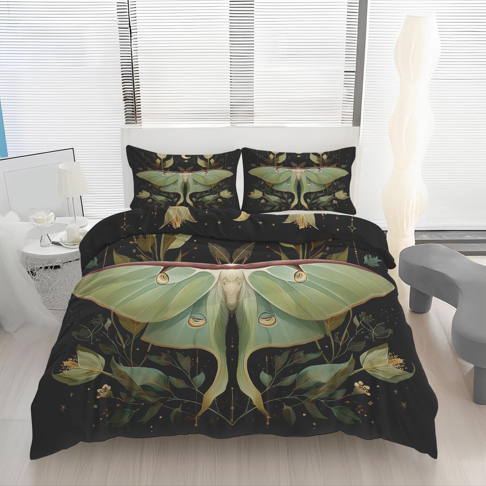 Housse de couette 240x220 papillon de nuit bohème et ensemble de literie gothique