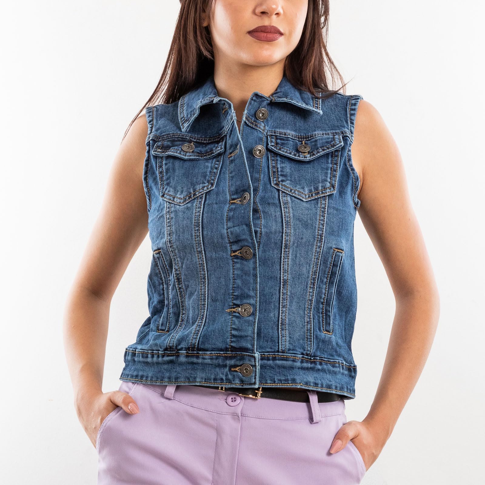 Toocool Gilet Donna Jeans Giacca Denim Corta Smanicata Giubbotto Estivo SA265