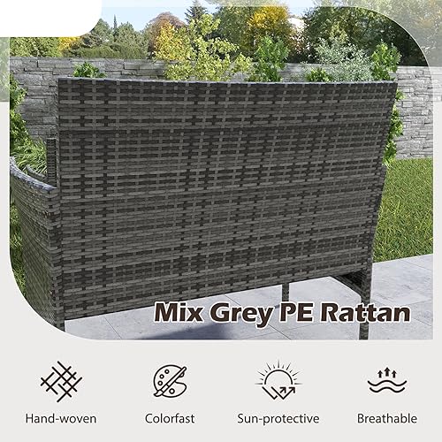 Miniatura 4 de RELAX4LIFE Juego de muebles de patio de 4 piezas  Juego de muebles de ratán para conversación al aire libre con cojines, mesa de centro de cristal,