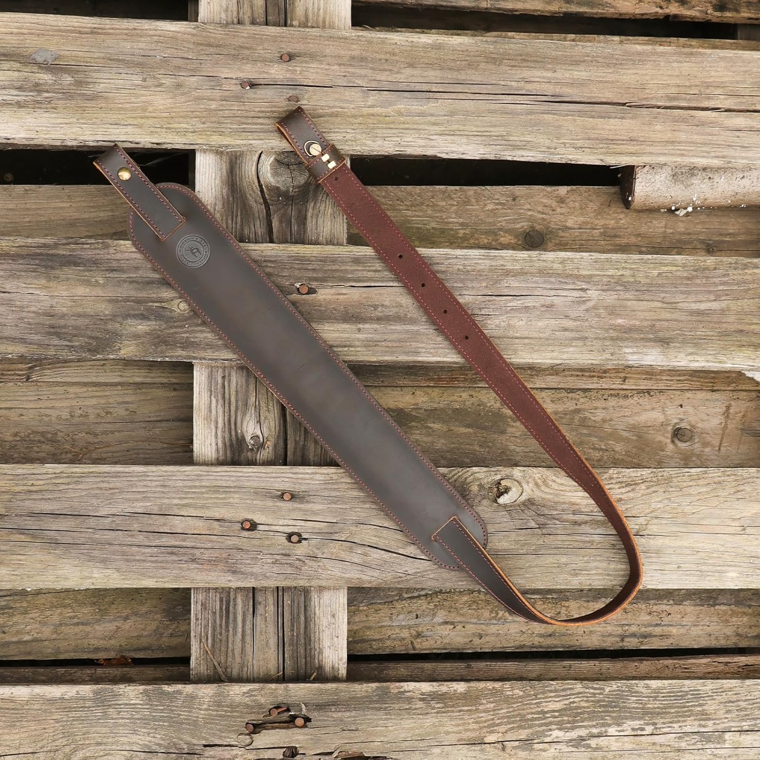 TOURBON Leather Rifle Gun Sling Adjustable Wide Shoulder Pad Shotgun Strap for Hunting Shooting