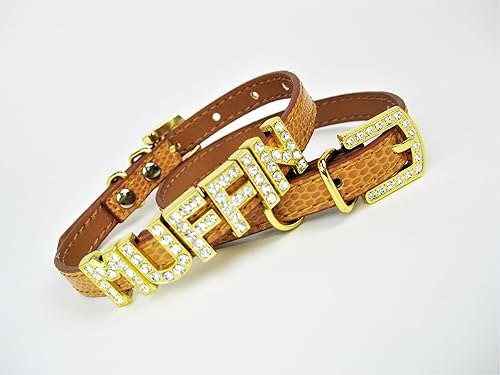 Collar de perro extra pequeño  Personalizado  Collar fino para perro  Dorado Luxe  para Chihuahua, Yorkie, Minion, Shih Tzu o raza de juguete (XS-