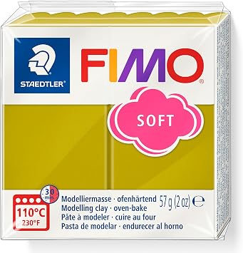 STAEDTLER 8020-T51 FIMO Soft Oven-Hardening Polymer Modelling Clay - Beach Grass 1 x 57g Block