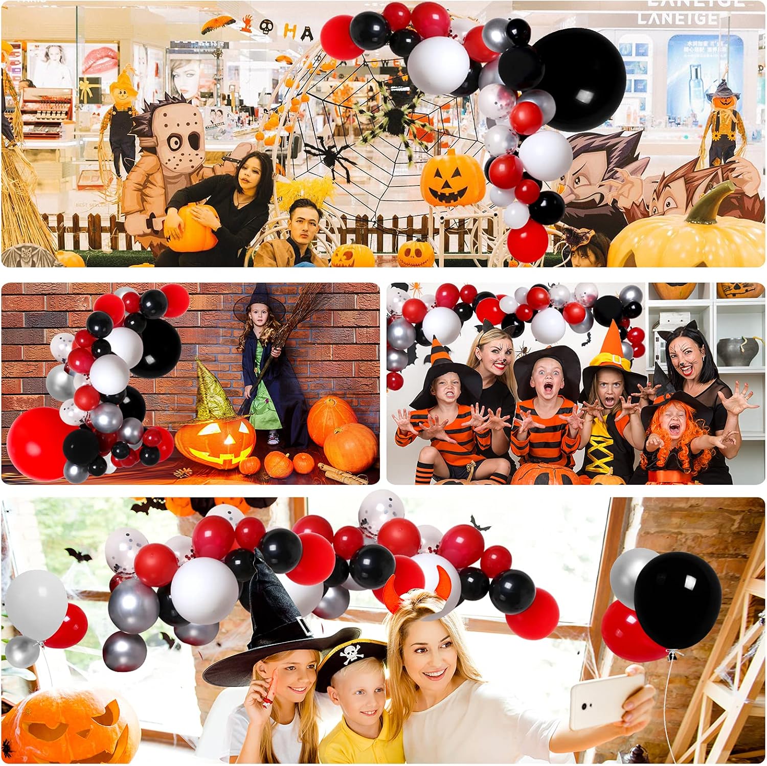 110 Pack Red Black and White Balloon Arch Garland Kit, 18” Large DIY Party Balloons Decoration Set Confetti Balloons for Kids Birthday, Baby Shower, Graduation Christmas Party Decorations Supplies