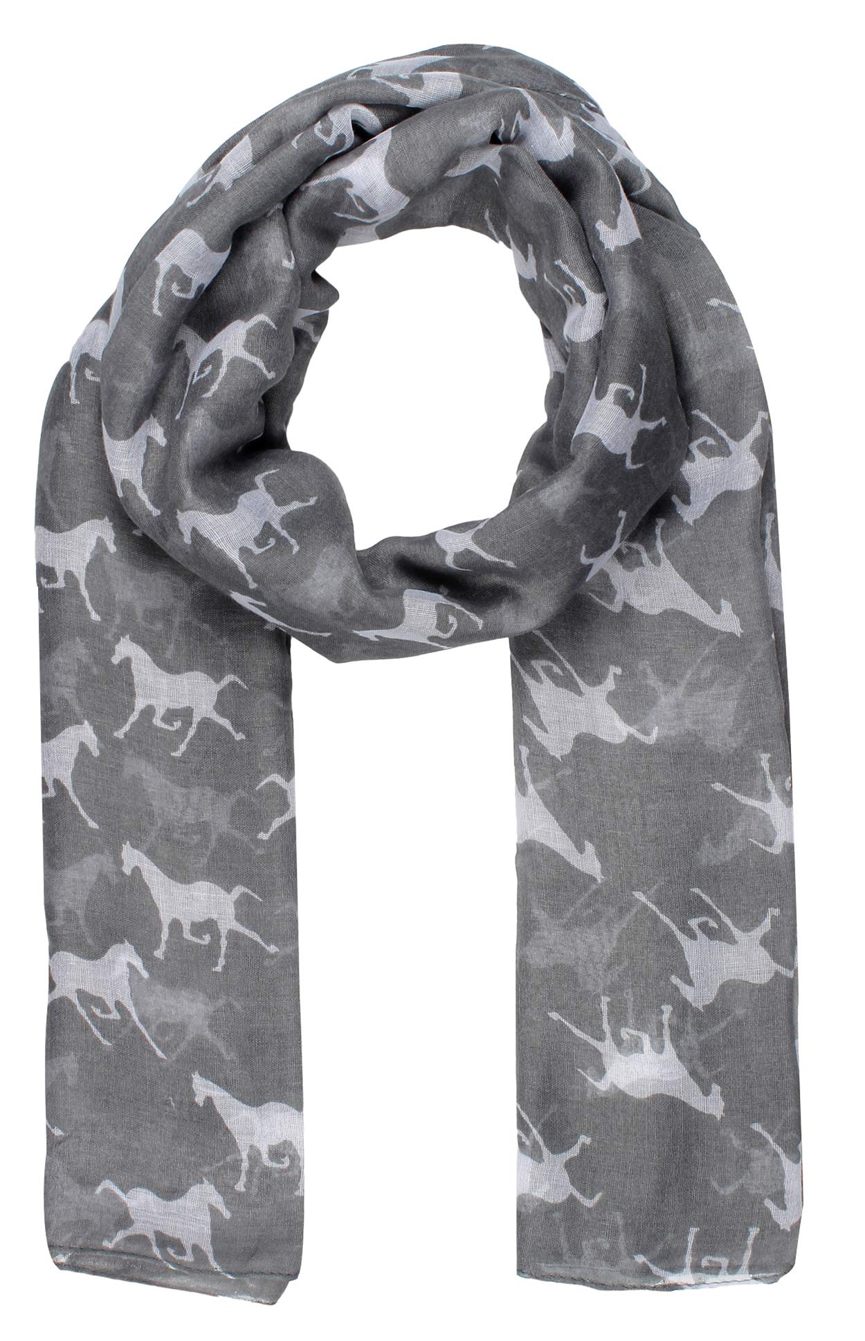 World of Shawls Horses Print Design Ladies Girls Scarves Shawl Wrap Maxi Sarong (Silver)