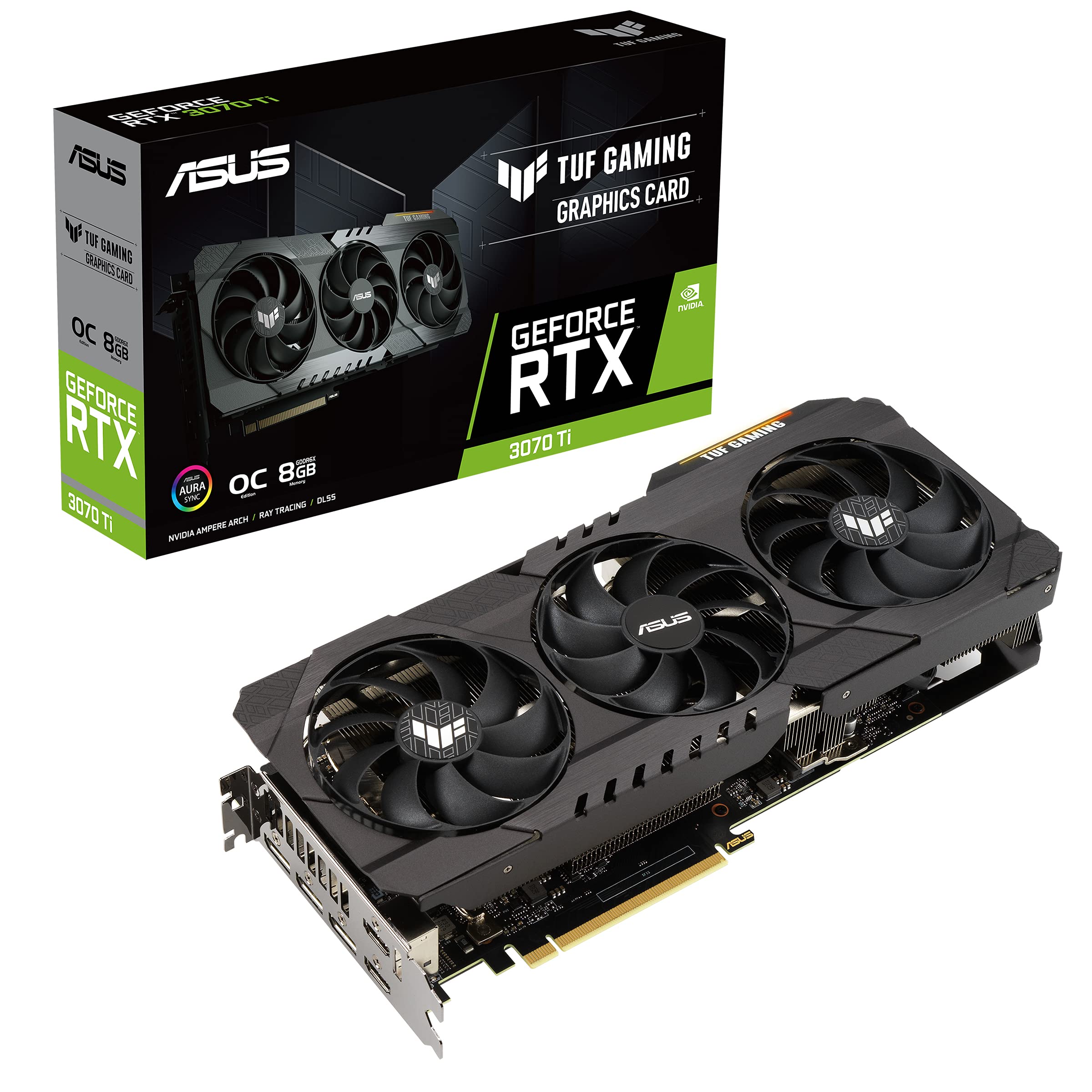 ASUS TUF Gaming NVIDIA GeForce RTX 3070 Ti OC Edition Graphics Card (PCIe 4.0, 8GB GDDR6X, HDMI 2.1, DisplayPort 1.4a, Dual Ball Fan Bearings,