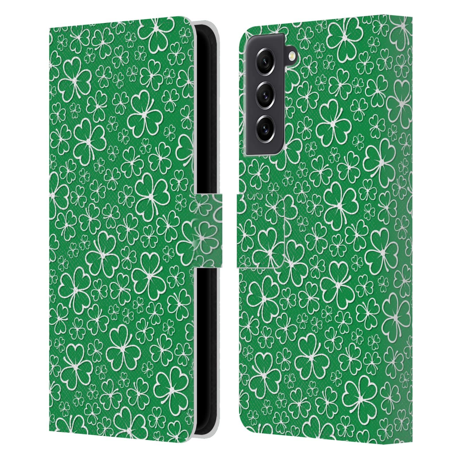 Carcasa de Cuero Premium Tipo Libro compatible con Samsung S21 FE 5G Estampado Trébol Head Case 7