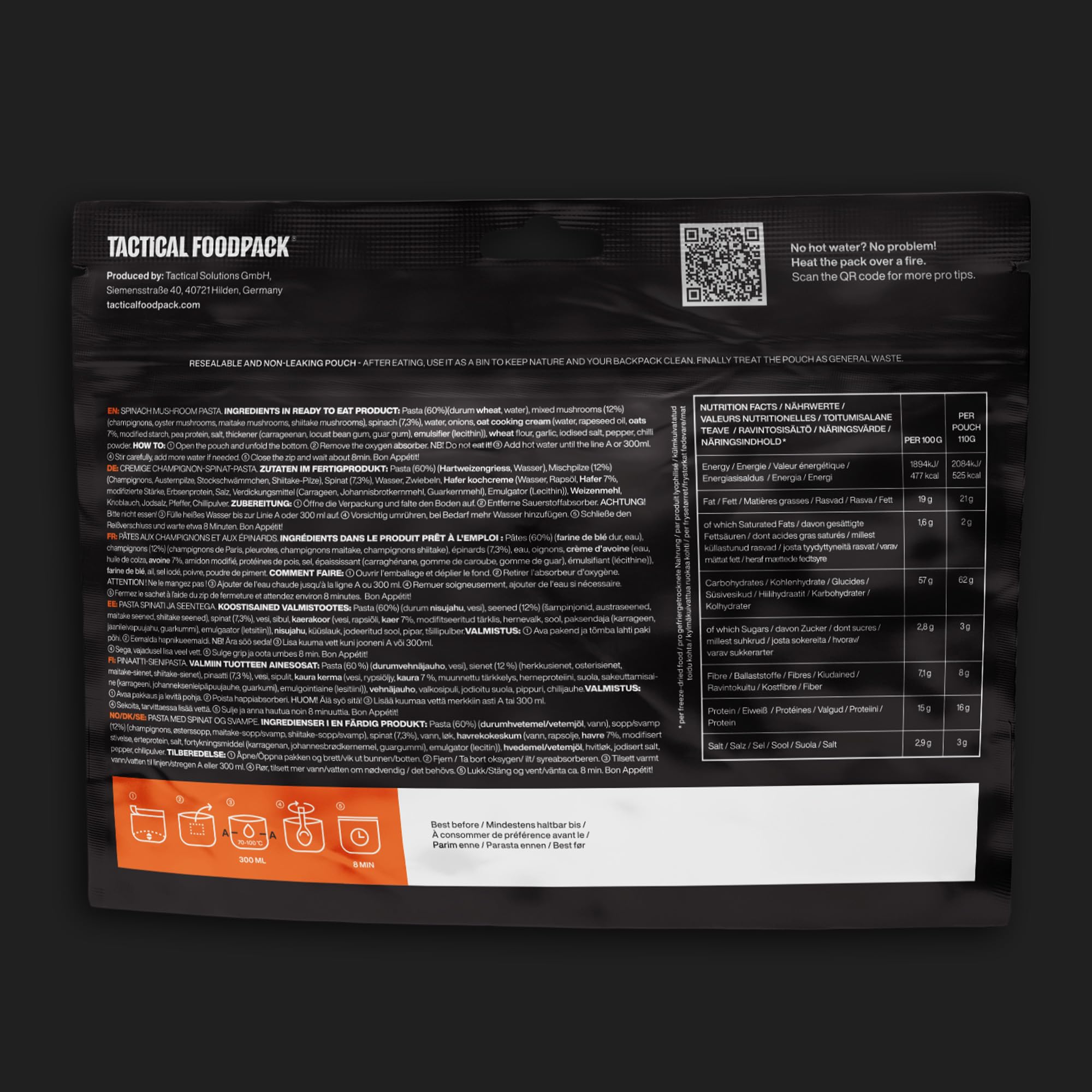 Tactical Foodpack 3er Set - 3 vegane Gefriergetrocknete Mahlzeit für Camping, Survival Outdoor Nahrung. Tracking oder Notfallrucksack – Fertiggerichte wie hausgemacht zum Verzehr bereit