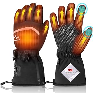 Heated Gloves for Men Women Rechargeable, Electric Heated Warm Winter Gloves for Motorcycle Skiing Bike Hunting Camping, 6000mAh Battery, 3 Heating Levels, Waterproof Touchscreen - Amazon product rated Grade A