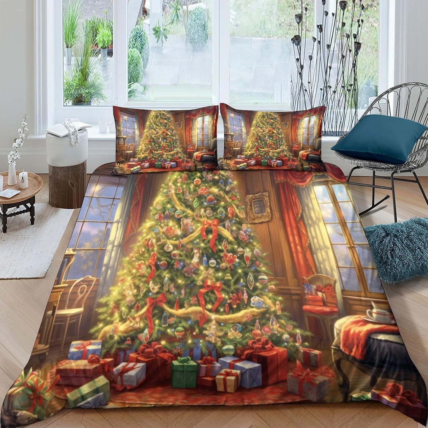 Parure de lit Noël 240x220 : ne glisse plus grâce à sa fermeture éclair