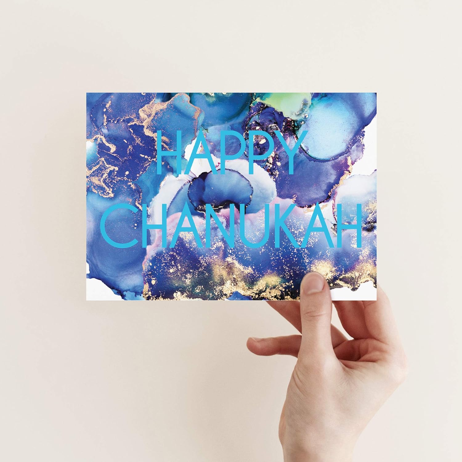 Ritzy Rose 24 Beautiful Watercolor Chanukah Greeting Cards - Blue and Purple Hanukkah Cards for the Jewish Holidays - Envelopes Included
