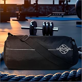 NIVIA Basic Duffle Polyester Bag for Men & Women, Gym Bags, Adjustable Shoulder Strap, Side Mesh Pocket, Gym Duffle Bag (B...