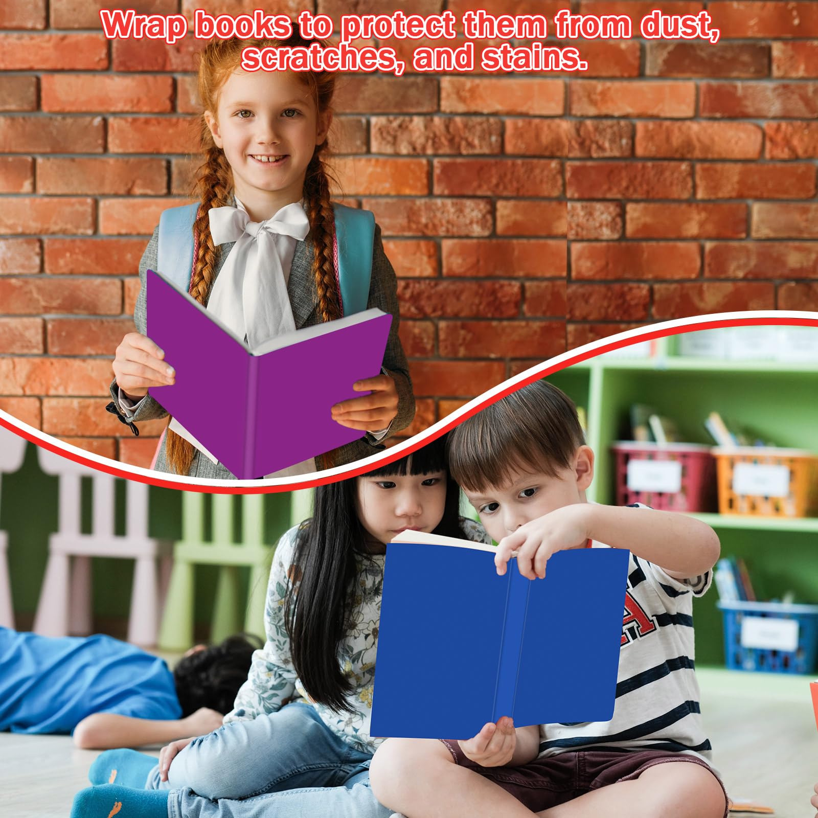24 copertine per libri in tessuto elasticizzate, riutilizzabili, con etichetta adesiva, lavabili, per la maggior parte dei libri di testo con copertina rigida fino a 25,4 x 31,8 cm, colori vivaci