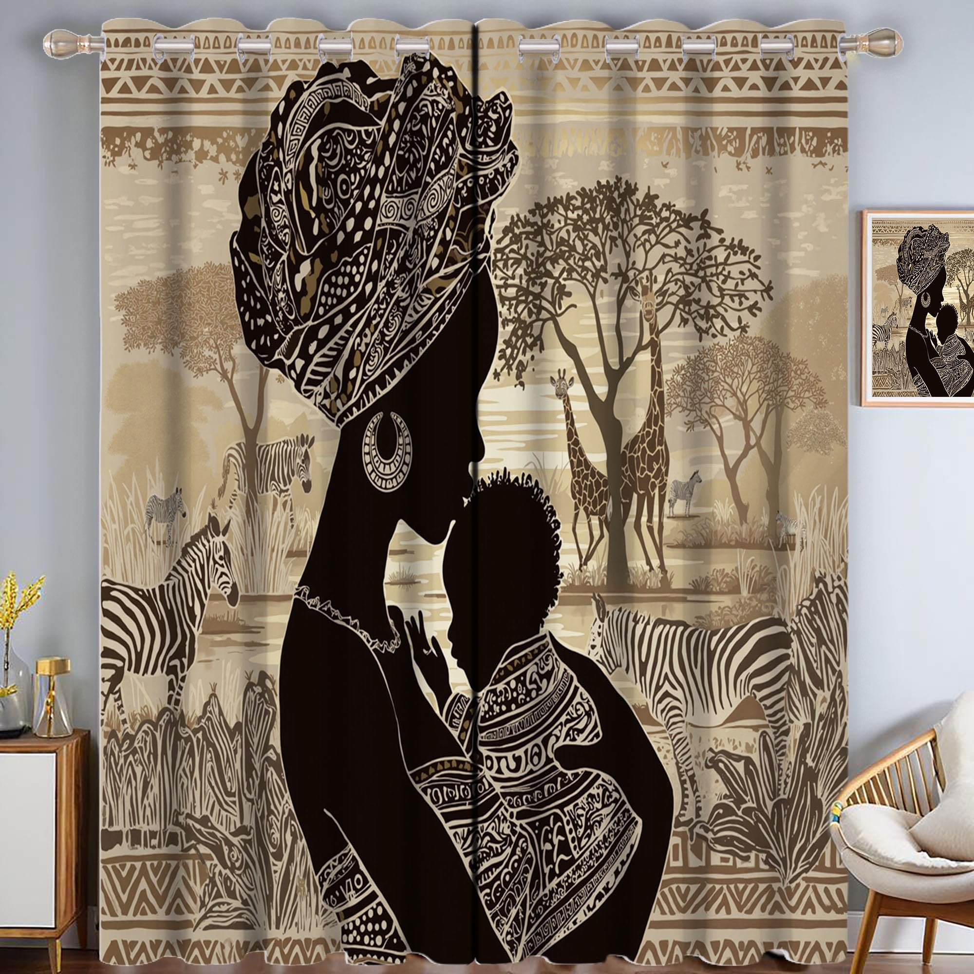 Rideau thermique phonique Afrique occultant pour chambre et salon