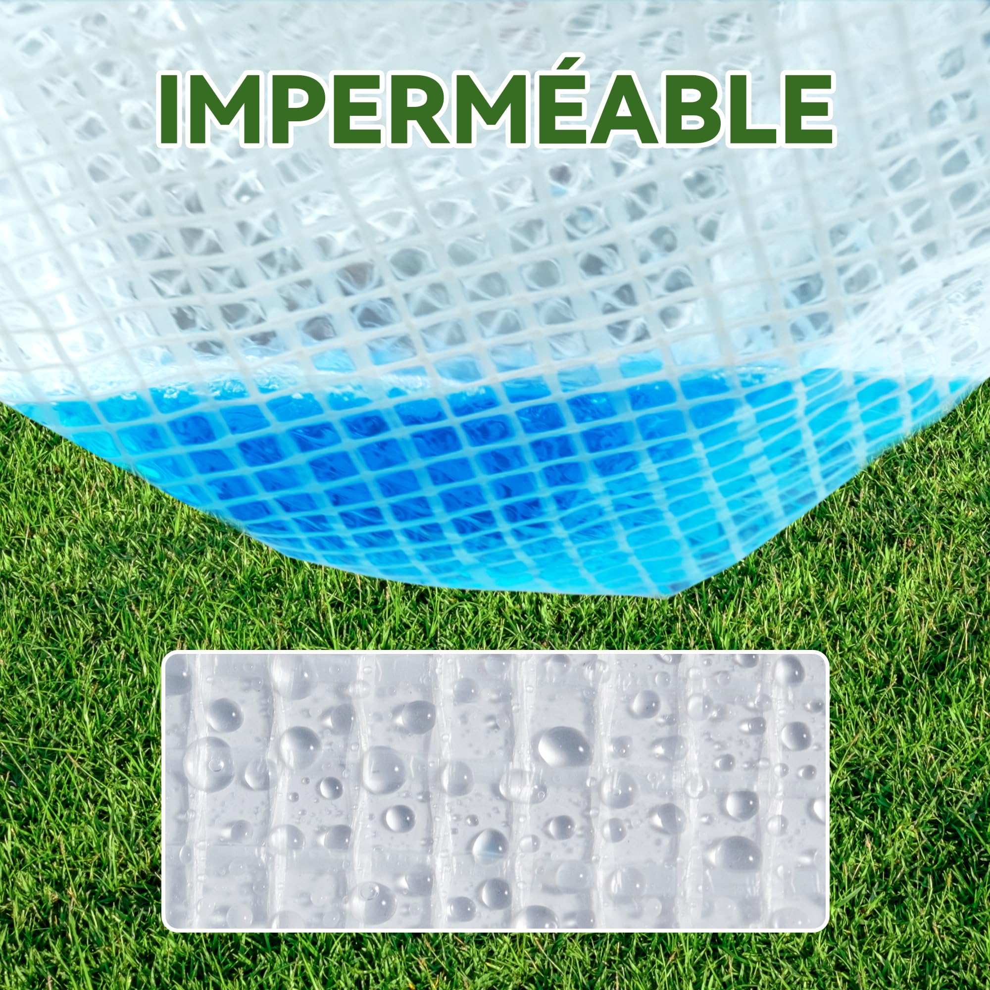 Bâche Transparente Extérieur 2x2m Dimensions Finies, avec Oeillets, Haute Résistance 165 g/m² Armée, Imperméable, Idéale pour Serre, Jardin, Poulailler et Protection Balcon Contre la Pluie