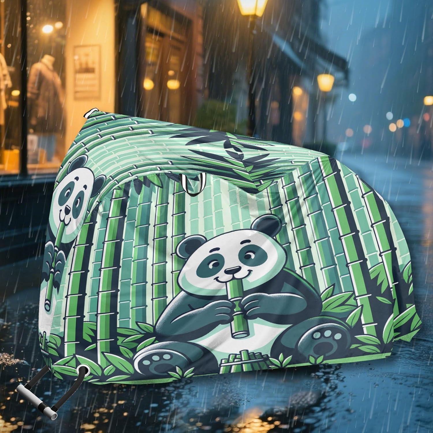 ALAZA Panda Bamboos Bike Cover Waterproof Outdoor Ebike Bicycle Covers Tarp Protection for 1/2 Bikes, Sun UV Dust Wind Proof