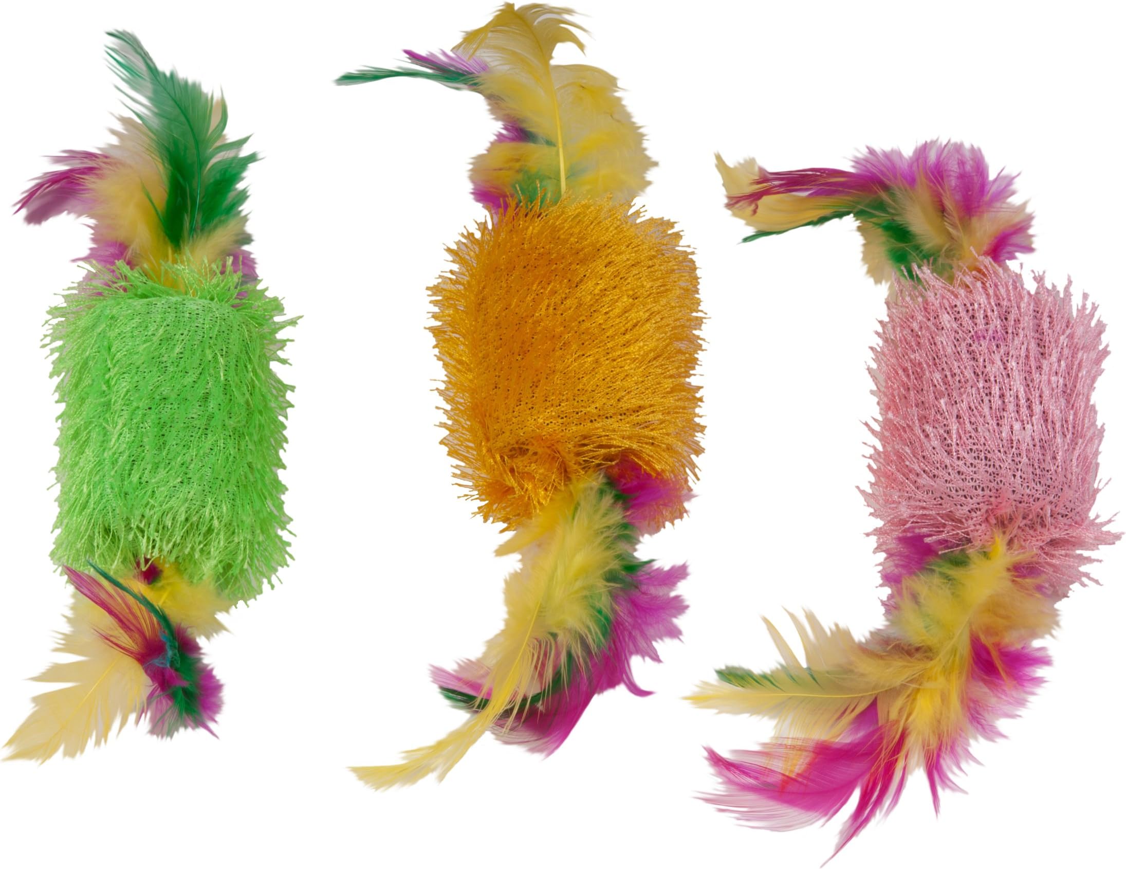 Boss PetChomper Kylie's Brites 3-Piece Feather Shaggy Spools Toy with Feather for Pets