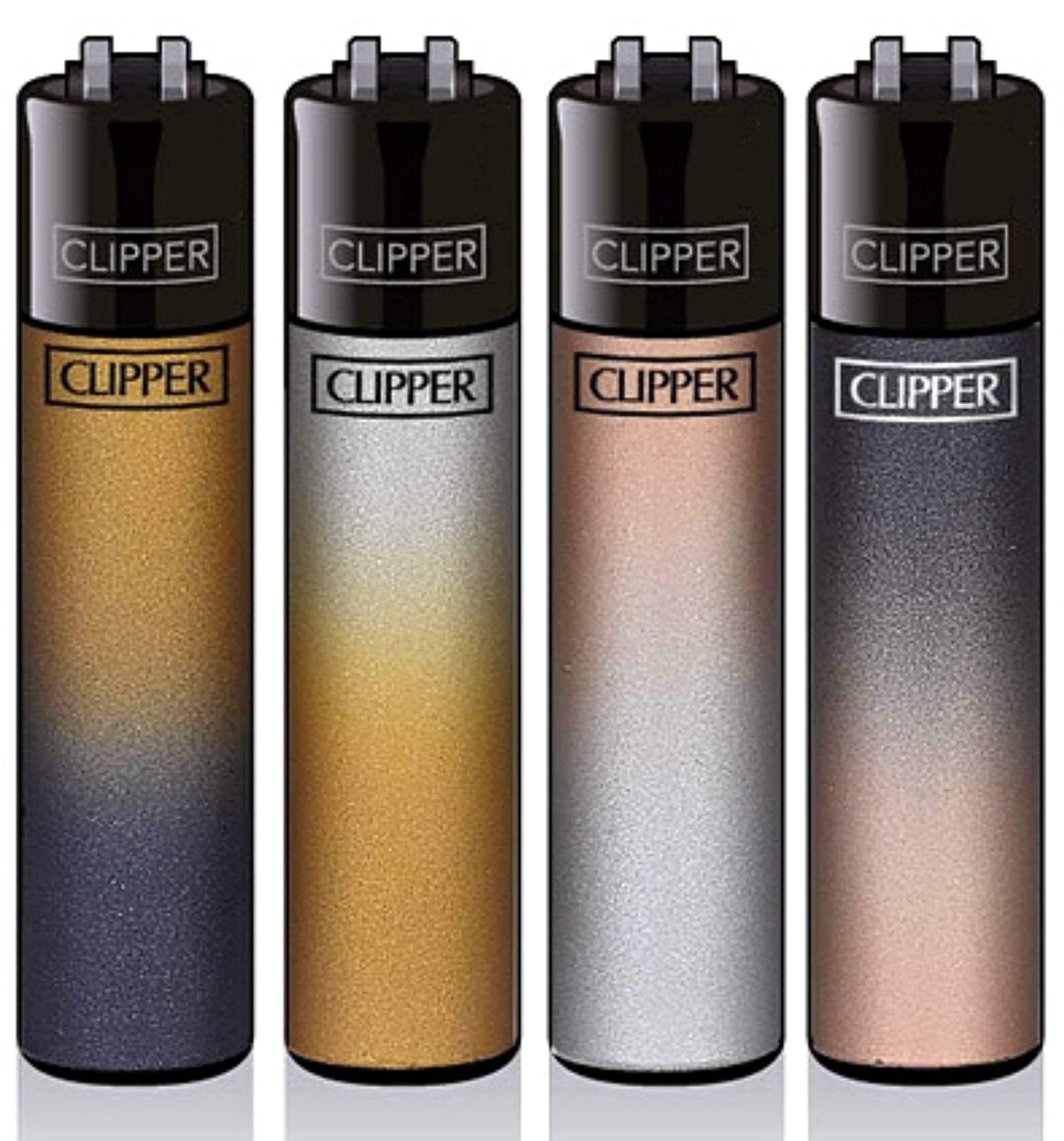 Zactly - Set of 4 Clipper Lighters, Various Assorted Designs, Regular Size Slogan Herb Leaf Weed Leaves Gas Refillable Flint Lighter (Dark Gradient)