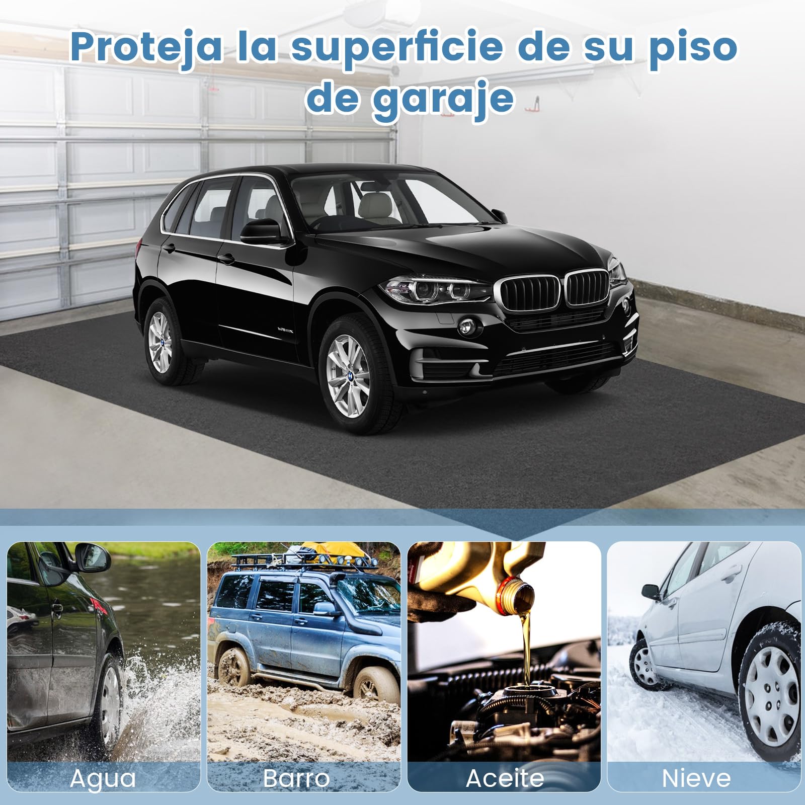 COSTWAY Tapete para Suelo de Garaje, Alfombra Absorbente para Derrames de Aceite, Alfombra de Piso Reutilizable y Lavable para Garaje, Incluye Cinta Adhesiva de Doble Cara (600 x 220 CM)
