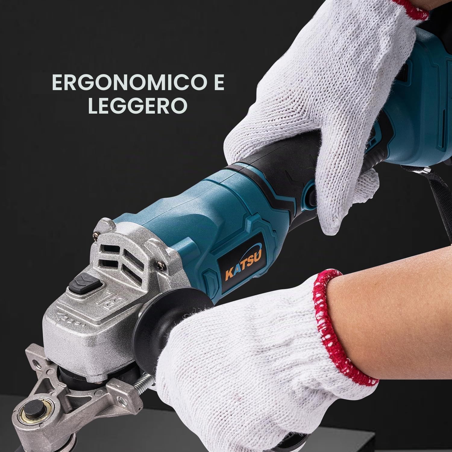 KATSU FIT-BAT 21V Smerigliatrice Angolare a Batteria senza spazzole 115mm 125mm con 3,0 Ah Batteria e Kit di Adattatore Multiutensile Oscillante per Smerigliatura Lucidatura
