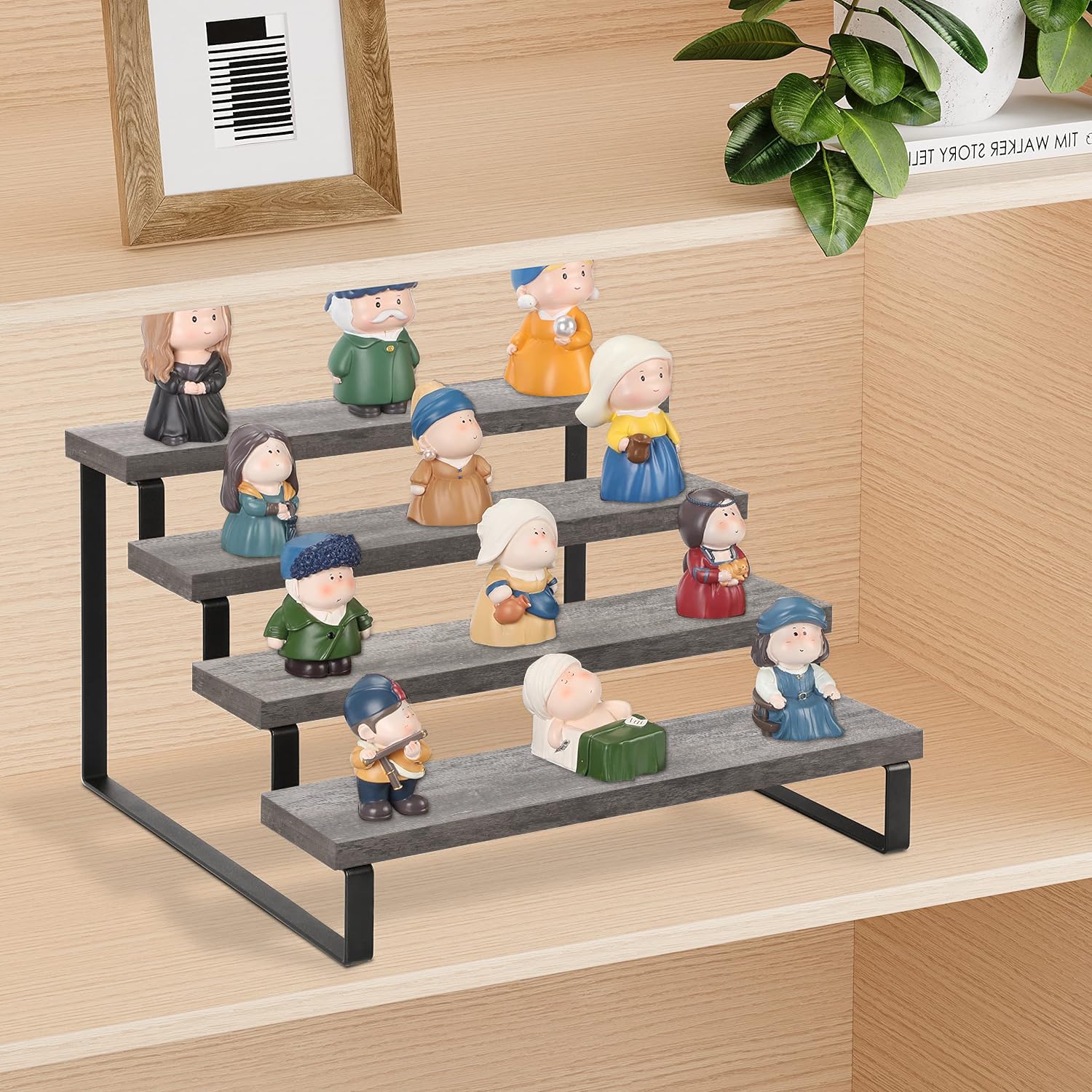 YINMIT Soporte elevador de madera gris