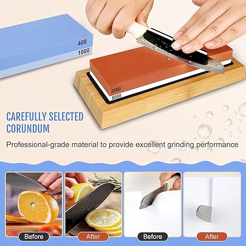 Miniatura 3 de Kit de piedra para afilar cuchillos, 12 piezas de piedra de afilar de grano doble 4001000 y 30008000 corindón blanco, kit de piedra de afilar con