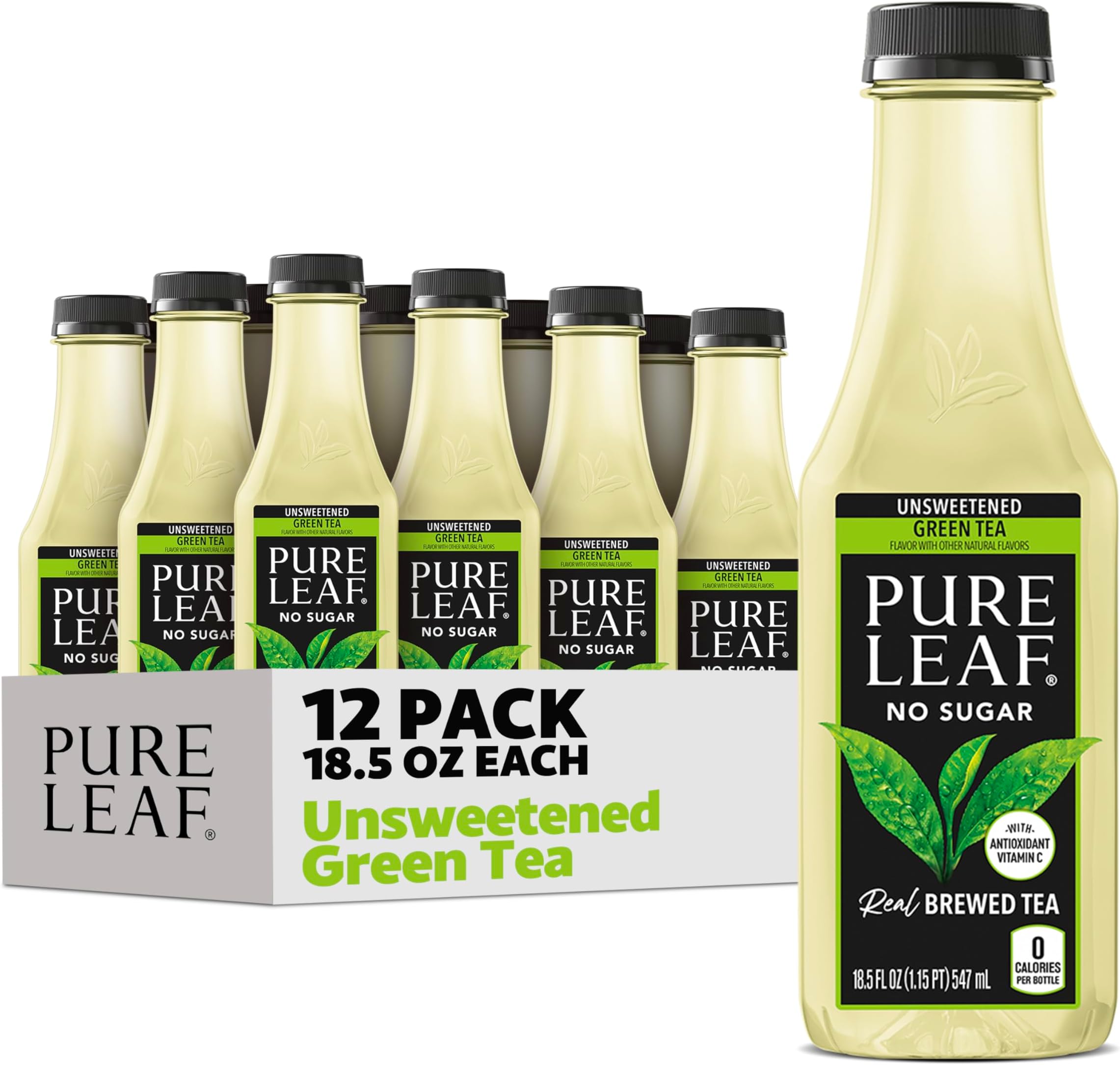 - Iced Tea, Unsweetened Green Tea, 18.5 fl Oz Bottles (Pack of 12)