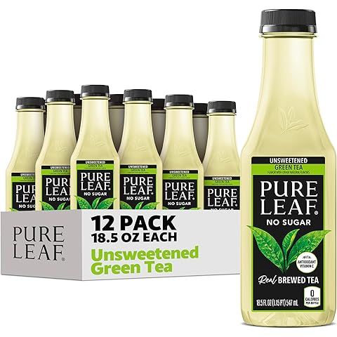 Pure Leaf Iced Tea, Unsweetened Green Tea, 18.5 fl Oz Bottles (Pack of 12)